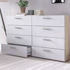 Pepe Oak with White High Gloss 8 Drawer (4+4) chest of Drawers - Price Crash Furniture