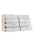 Pepe Oak with White High Gloss 8 Drawer (4+4) chest of Drawers - Price Crash Furniture