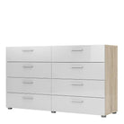 Pepe Oak with White High Gloss 8 Drawer (4+4) chest of Drawers - Price Crash Furniture