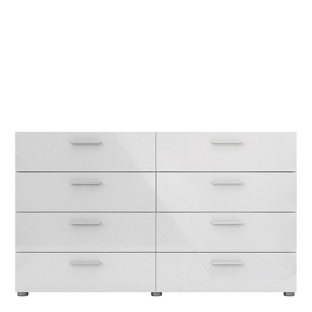 Pepe Oak with White High Gloss 8 Drawer (4+4) chest of Drawers - Price Crash Furniture