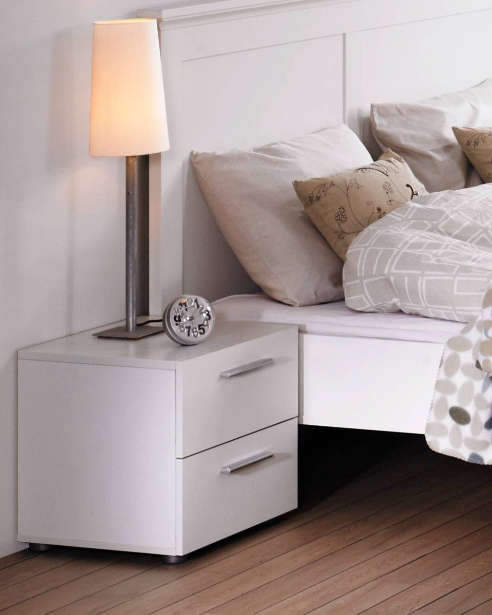 Pepe White 2 Drawer Bedside Table - Price Crash Furniture