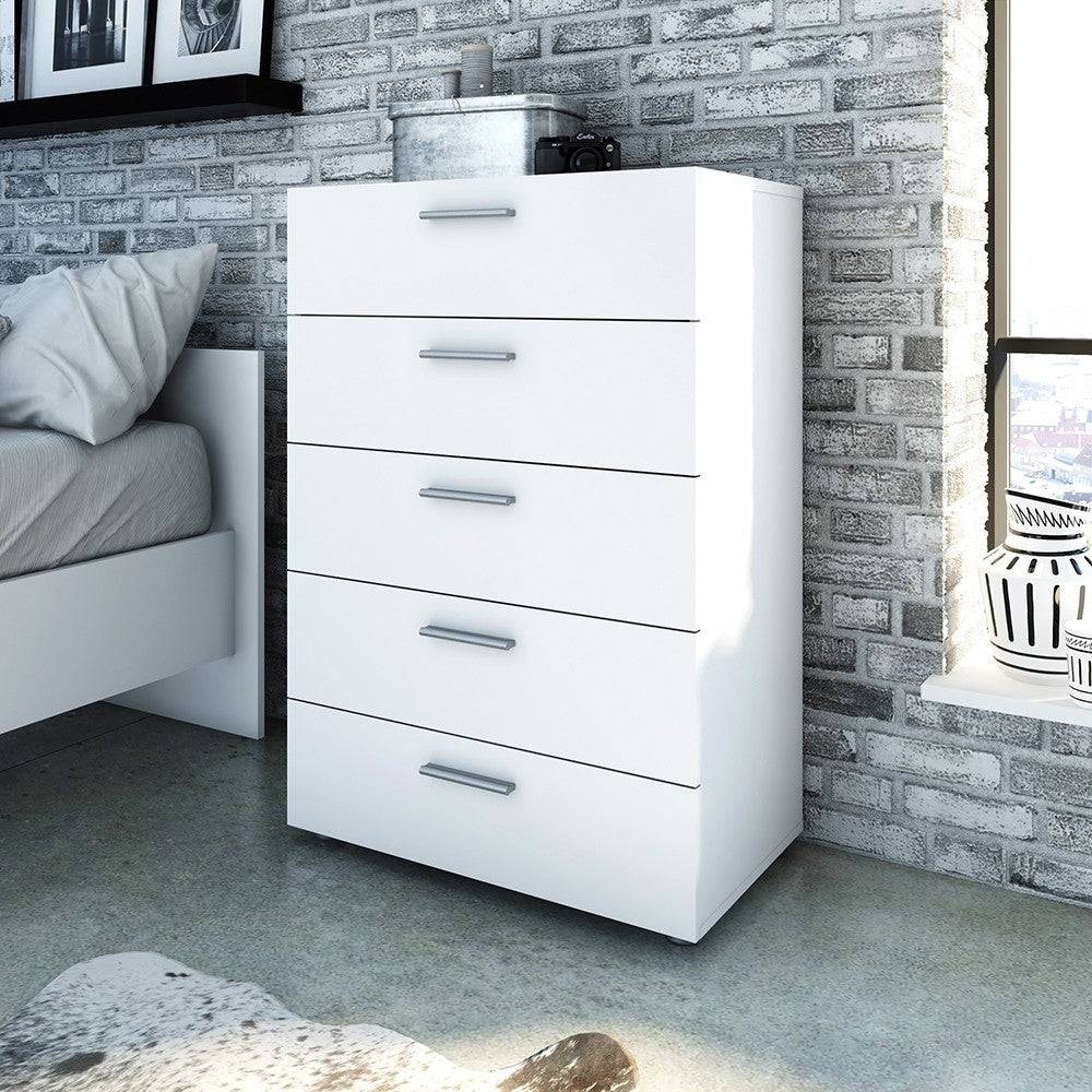 Pepe White 5 Drawer Chest of Drawers - Price Crash Furniture