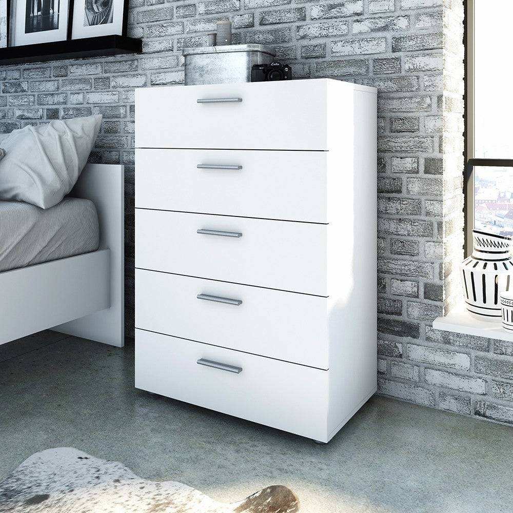 Pepe White 5 Drawer Chest of Drawers - Price Crash Furniture