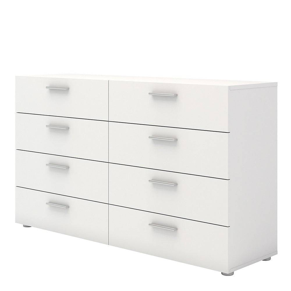 Pepe White 8 Drawer (4+4) Chest of Drawers - Price Crash Furniture