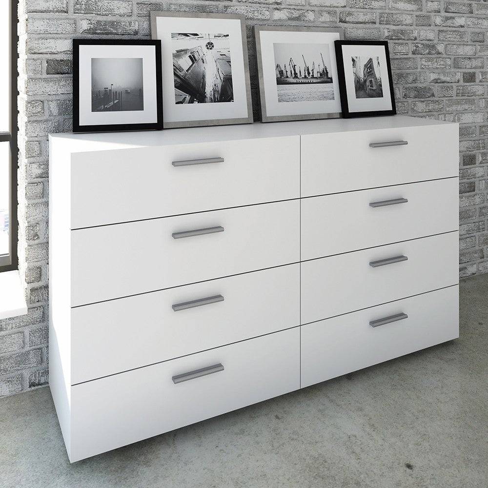 Pepe White 8 Drawer (4+4) Chest of Drawers - Price Crash Furniture