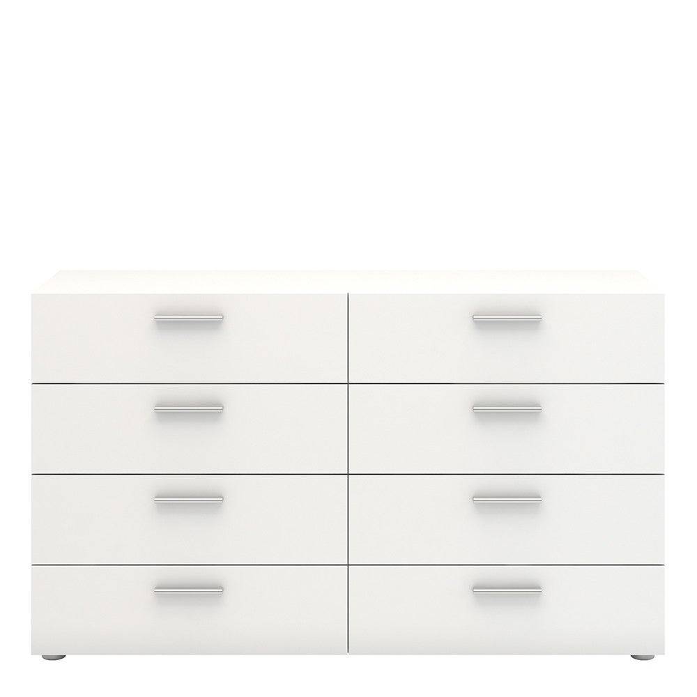 Pepe White 8 Drawer (4+4) Chest of Drawers - Price Crash Furniture