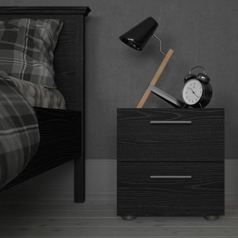 Pepe Woodgrain Black 2 Drawer Bedside Table - Price Crash Furniture