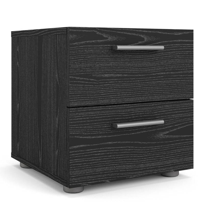 Pepe Woodgrain Black 2 Drawer Bedside Table - Price Crash Furniture