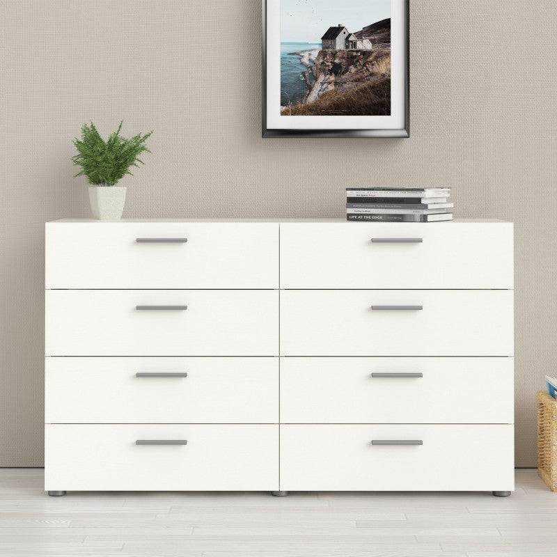 Pepe Woodgrain White 8 Drawer (4+4) Chest of Drawers - Price Crash Furniture