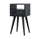 Petite Bedside Table in Washed Black Ash Finish - Price Crash Furniture