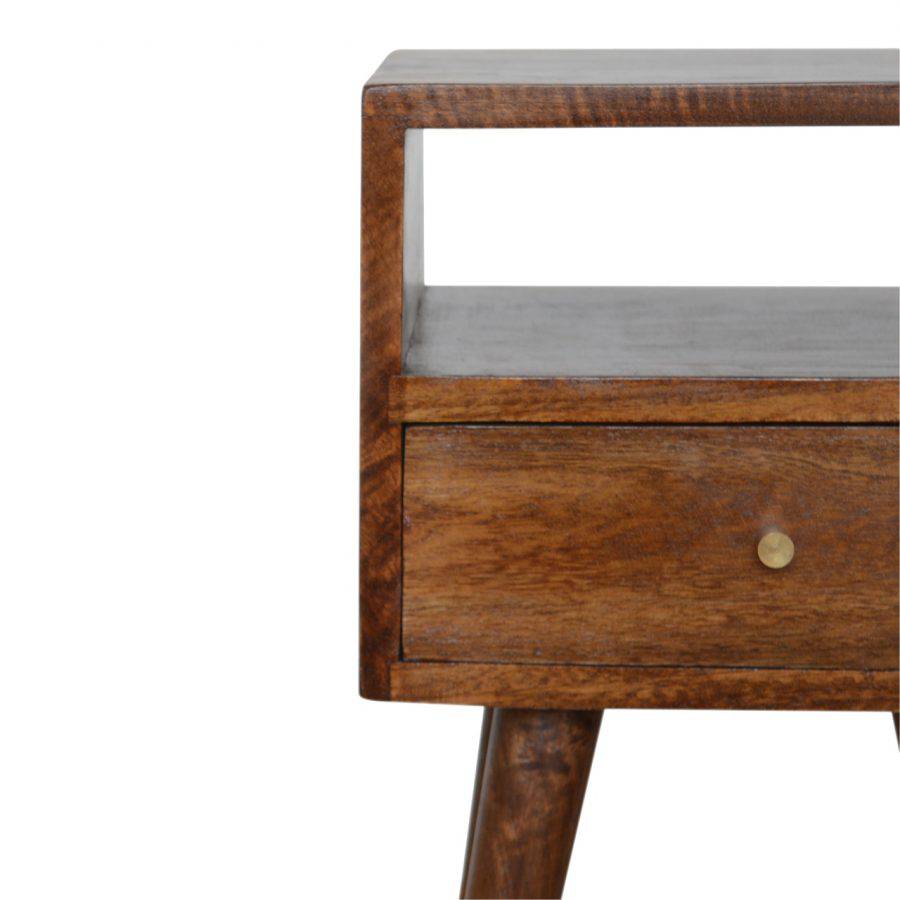 Petite Bedside Table in Washed Chestnut Finish - Price Crash Furniture