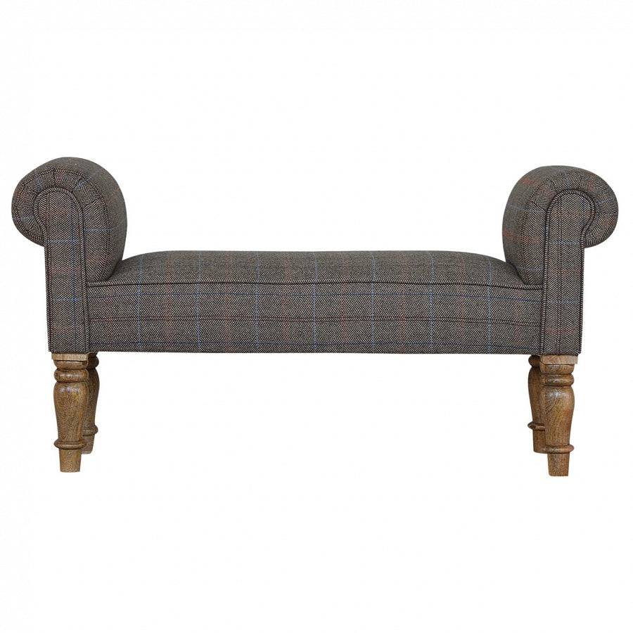 Petite Tweed Bedroom Bench - Price Crash Furniture
