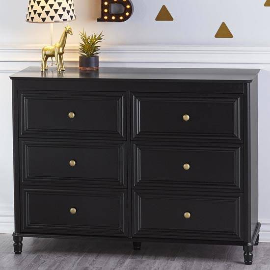 Piper 6 Drawer Chest of Drawers in Black by Dorel - Price Crash Furniture