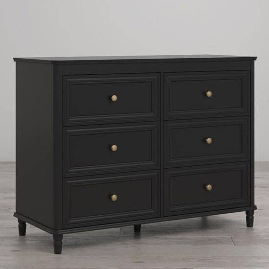Piper 6 Drawer Chest of Drawers in Black by Dorel - Price Crash Furniture