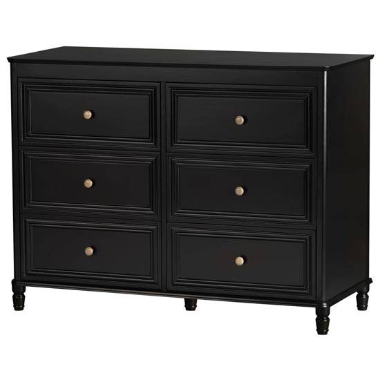Piper 6 Drawer Chest of Drawers in Black by Dorel - Price Crash Furniture