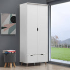 Pulford 2 Door 2 Drawer Wardrobe in White by TAD - Price Crash Furniture