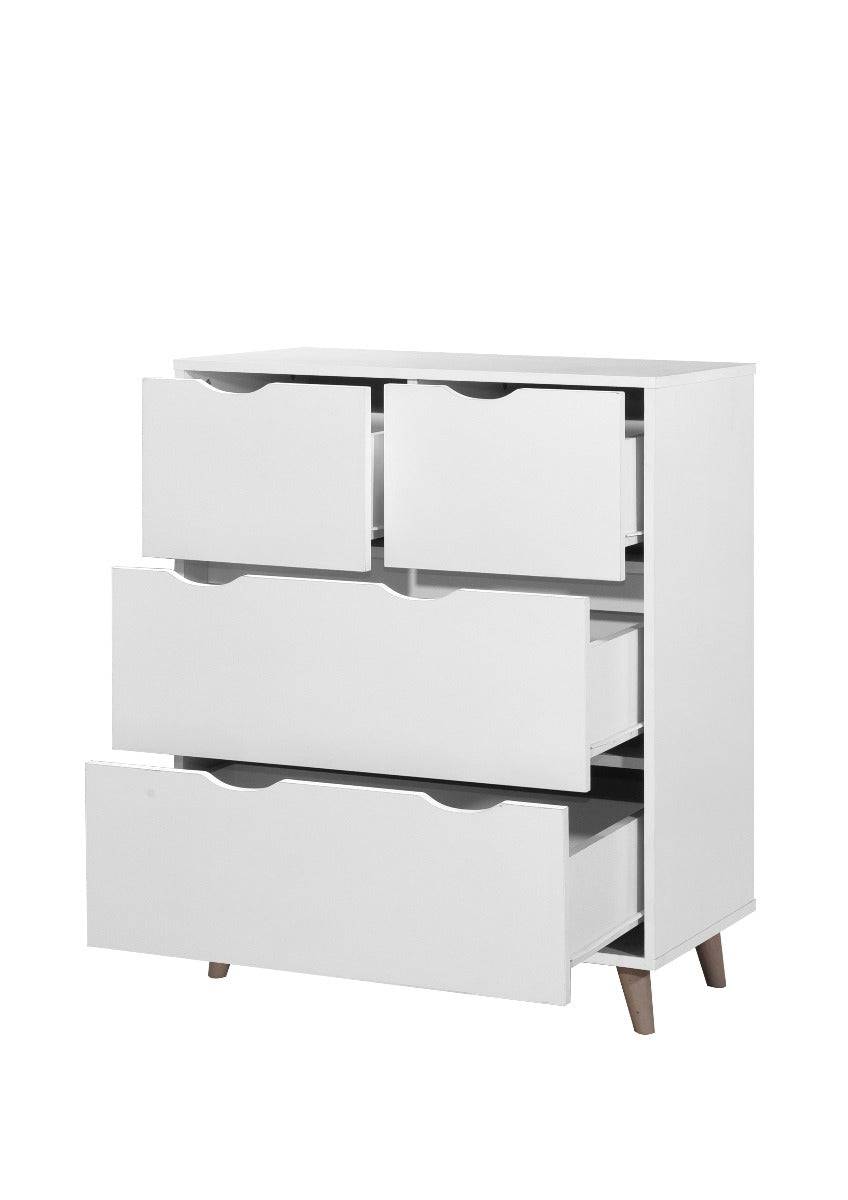 Pulford 4 Drawer Chest of Drawers in White by TAD - Price Crash Furniture