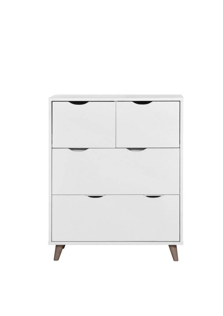 Pulford 4 Drawer Chest of Drawers in White by TAD - Price Crash Furniture