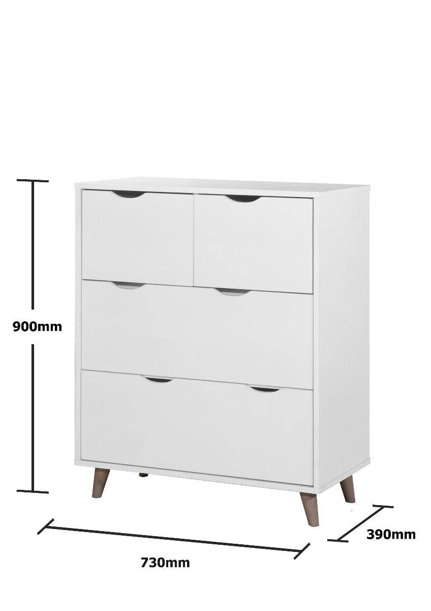 Pulford 4 Drawer Chest of Drawers in White by TAD - Price Crash Furniture