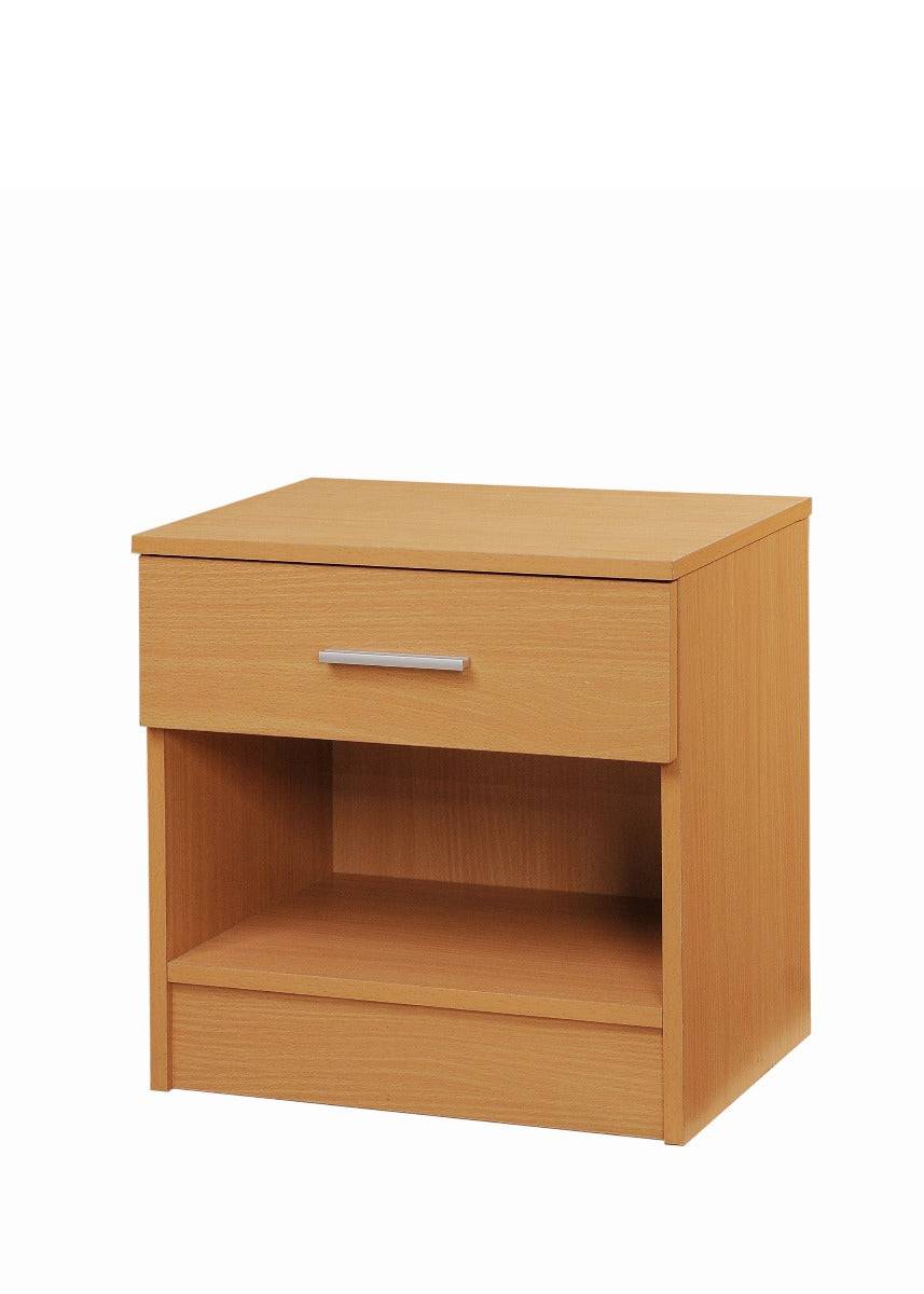 Rio Costa 1 Drawer Bedside Table in Beech by TAD - Price Crash Furniture