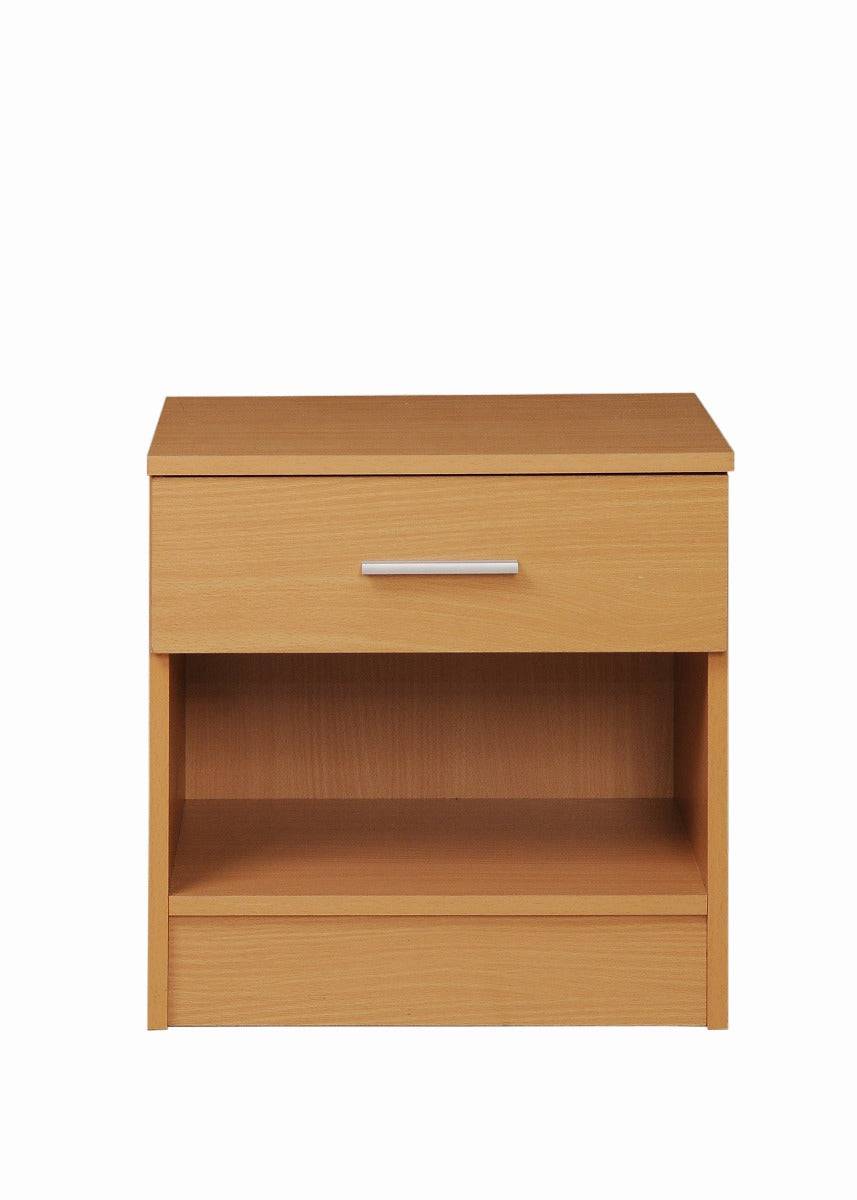 Rio Costa 1 Drawer Bedside Table in Beech by TAD - Price Crash Furniture