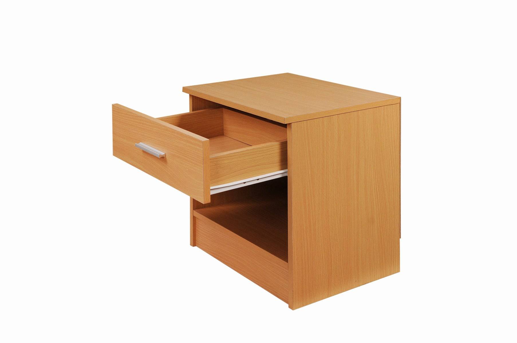 Rio Costa 1 Drawer Bedside Table in Beech by TAD - Price Crash Furniture