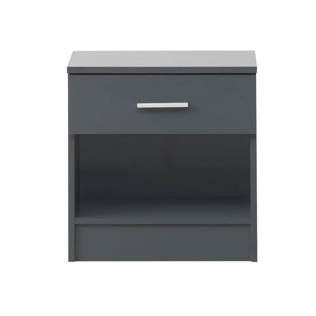 Rio Costa 1 Drawer Bedside Table in Dark Grey by TAD - Price Crash Furniture