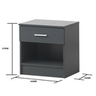 Rio Costa 1 Drawer Bedside Table in Dark Grey by TAD - Price Crash Furniture