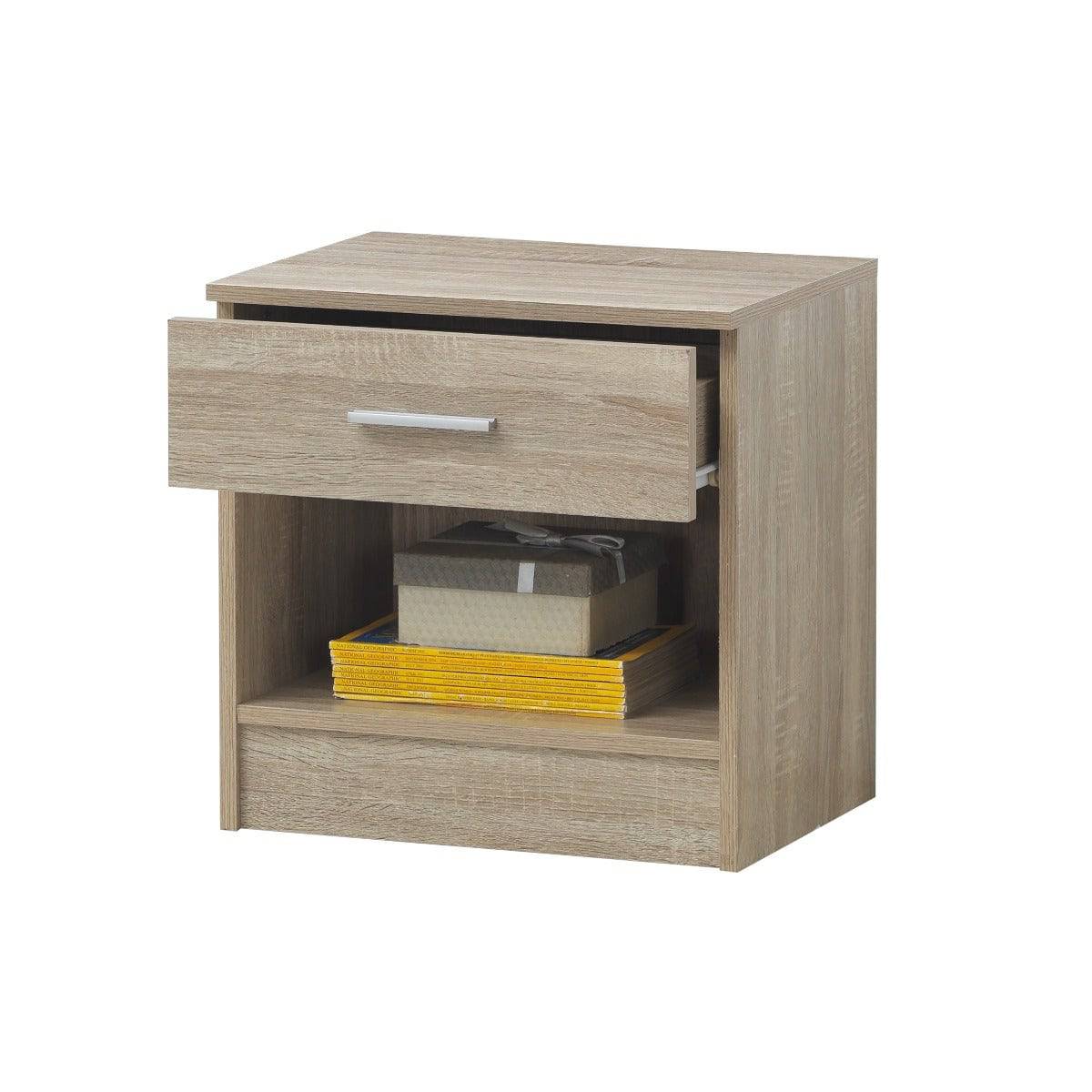 Rio Costa 1 Drawer Bedside Table in Sonoma Oak by TAD - Price Crash Furniture