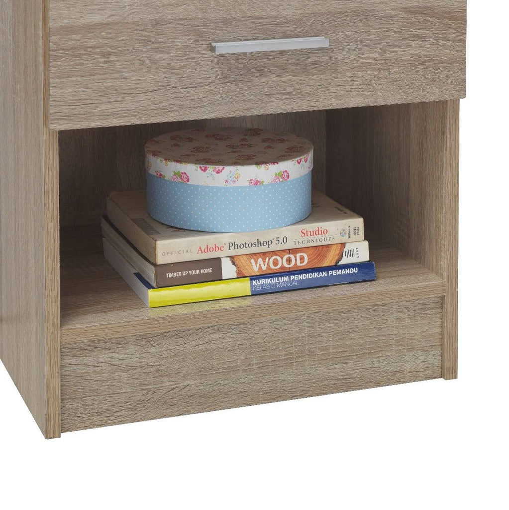 Rio Costa 1 Drawer Bedside Table in Sonoma Oak by TAD - Price Crash Furniture