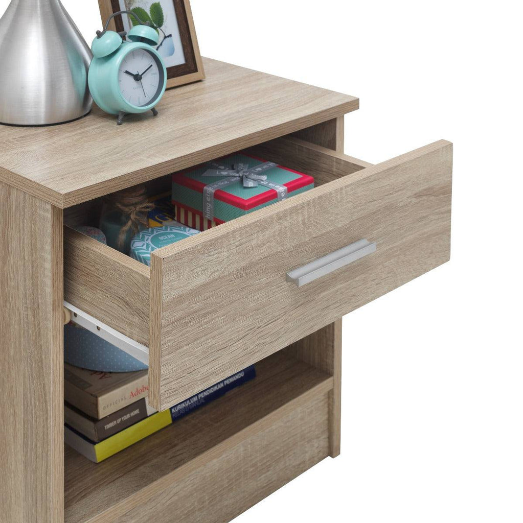 Rio Costa 1 Drawer Bedside Table in Sonoma Oak by TAD - Price Crash Furniture