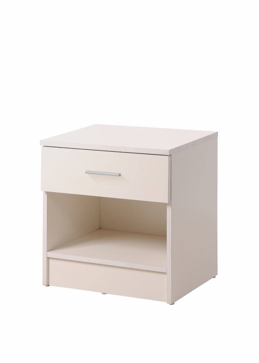 Rio Costa 1 Drawer Bedside Table in White by TAD - Price Crash Furniture