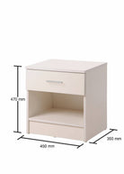 Rio Costa 1 Drawer Bedside Table in White by TAD - Price Crash Furniture