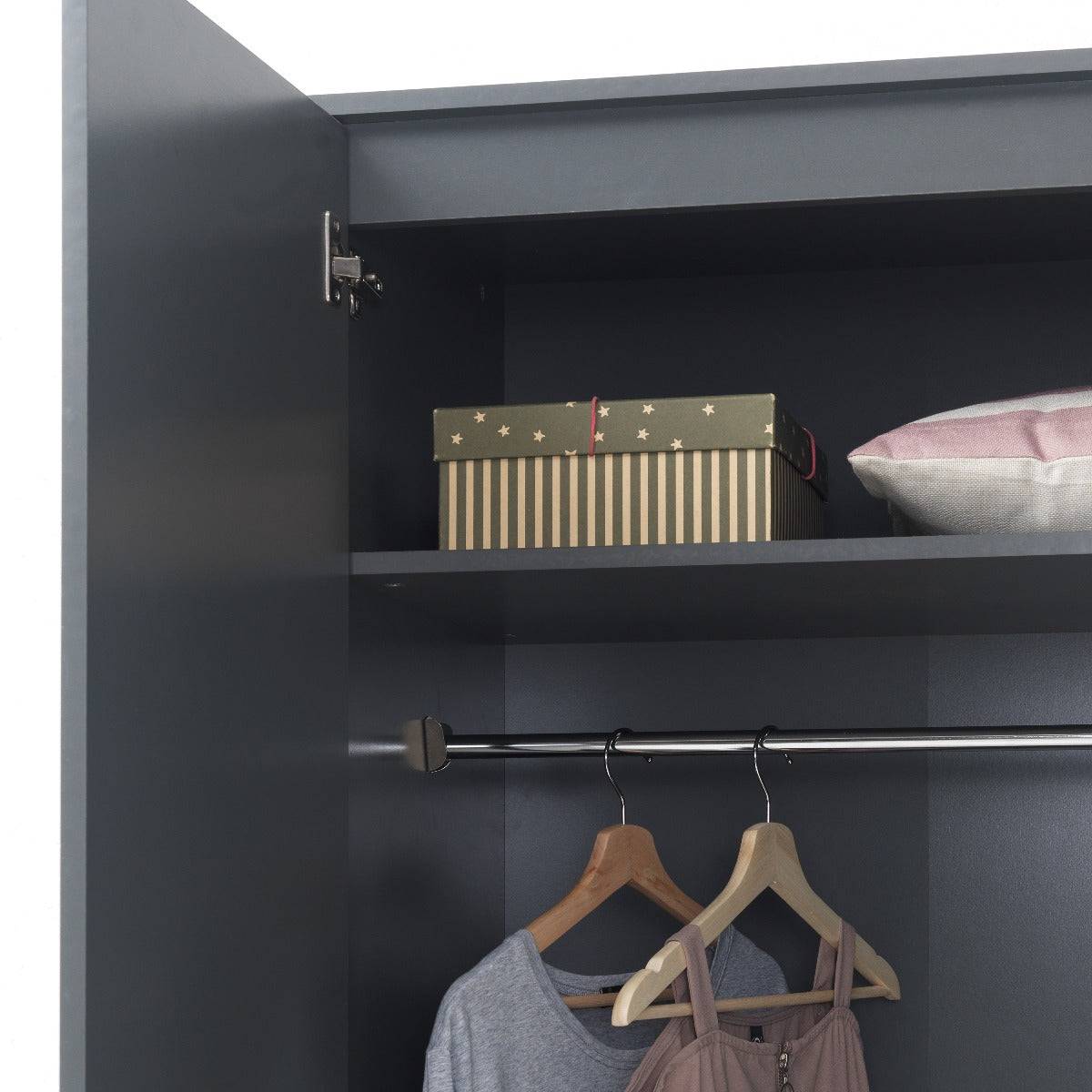 Rio Costa 2 Door Wardrobe in Dark Grey by TAD - Price Crash Furniture