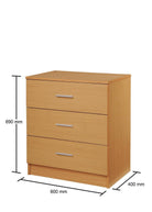 Rio Costa 3 Drawer Chest of Drawers in Beech by TAD - Price Crash Furniture