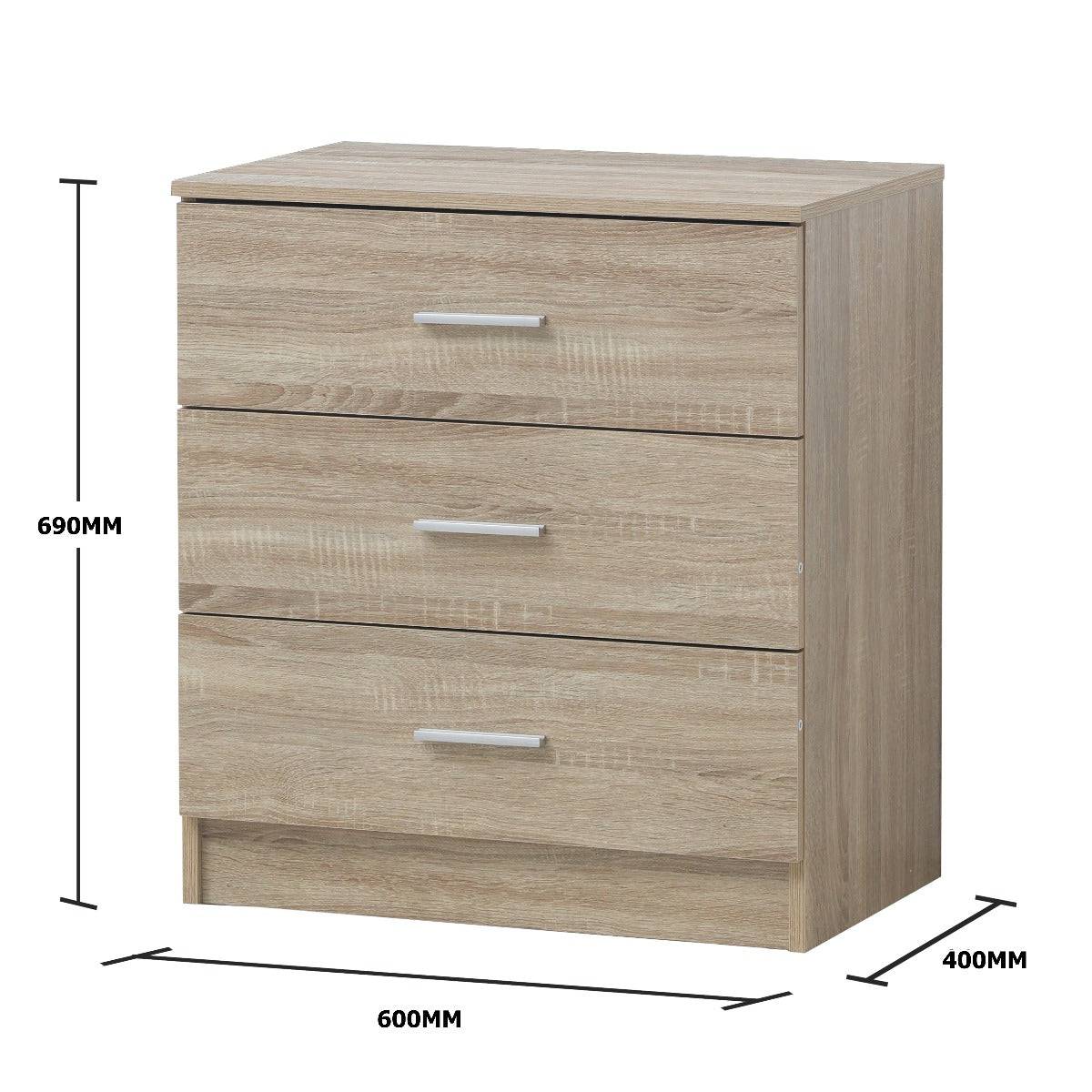 Rio Costa 3 Drawer Chest of Drawers in Sonoma Oak by TAD - Price Crash Furniture