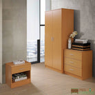 Rio Costa 3 Piece Bedroom Set in Beech: Wardrobe, Nightstand, Chest of Drawers - Price Crash Furniture