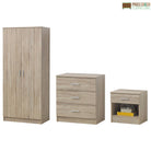 Rio Costa 3 Piece Bedroom Set in Sonoma Oak: Wardrobe, Nightstand, Chest of Drawers - Price Crash Furniture