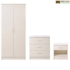 Rio Costa 3 Piece Bedroom Set in White: Wardrobe, Nightstand, Chest of Drawers - Price Crash Furniture