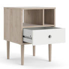 Rome Bedside Table 1 Drawer in Jackson Hickory Oak with White - Price Crash Furniture