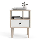 Rome Bedside Table 1 Drawer in Jackson Hickory Oak with White - Price Crash Furniture