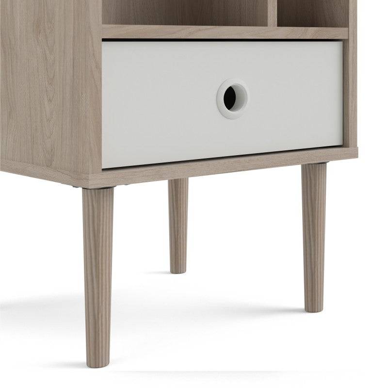 Rome Bedside Table 1 Drawer in Jackson Hickory Oak with White - Price Crash Furniture