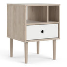 Rome Bedside Table 1 Drawer in Jackson Hickory Oak with White - Price Crash Furniture