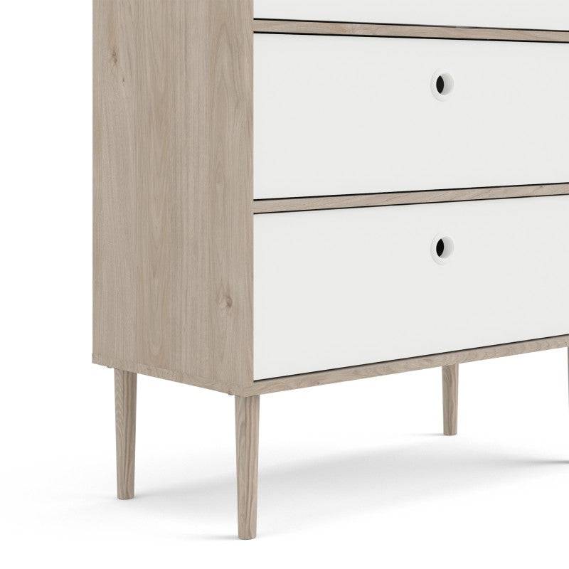 Rome Chest  of 3 Drawers in Jackson Hickory Oak with Matt White - Price Crash Furniture