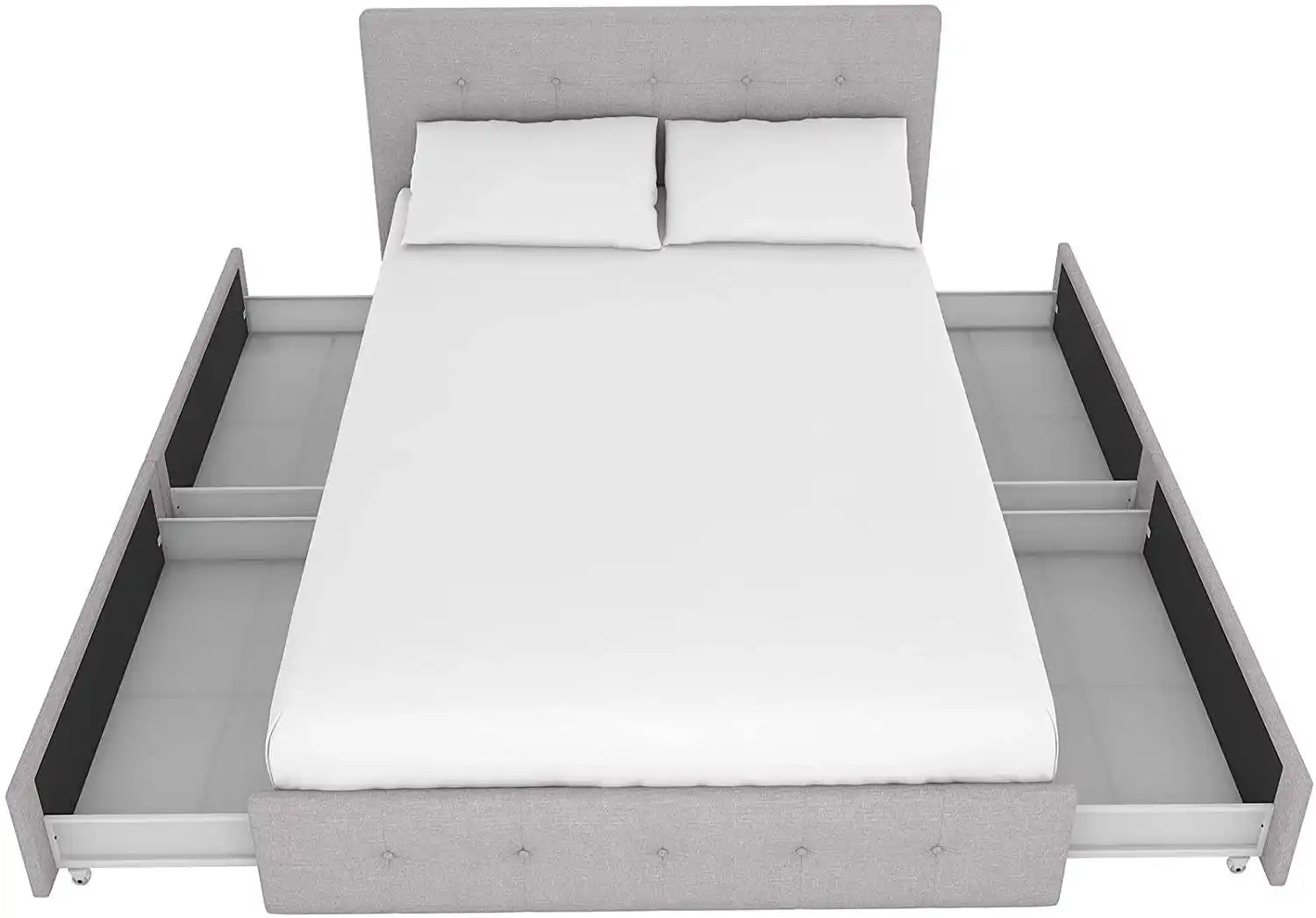 Rose Upholstered UK Double Bed (USA Full Size) with Storage in Linen Grey by Dorel - Price Crash Furniture