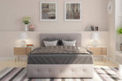 Rose Upholstered UK Double Bed (USA Full Size) with Storage in Linen Grey by Dorel - Price Crash Furniture