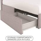 Rose Upholstered UK Double Bed (USA Full Size) with Storage in Linen Grey by Dorel - Price Crash Furniture