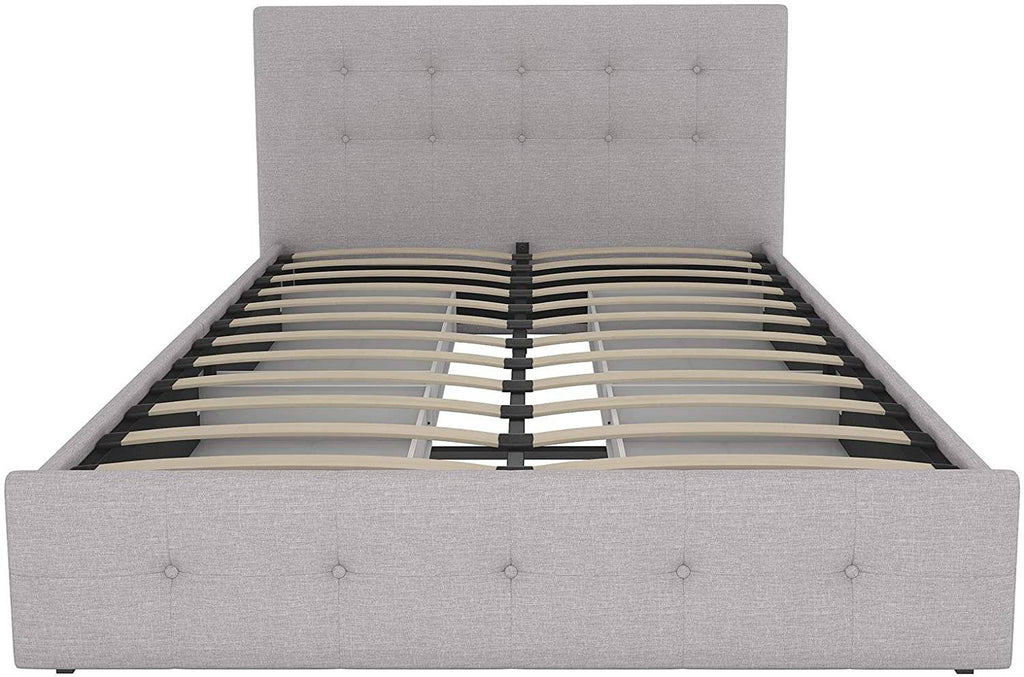 Rose Upholstered UK King Size Bed (USA Queen Size) with Storage in Linen Grey by Dorel - Price Crash Furniture