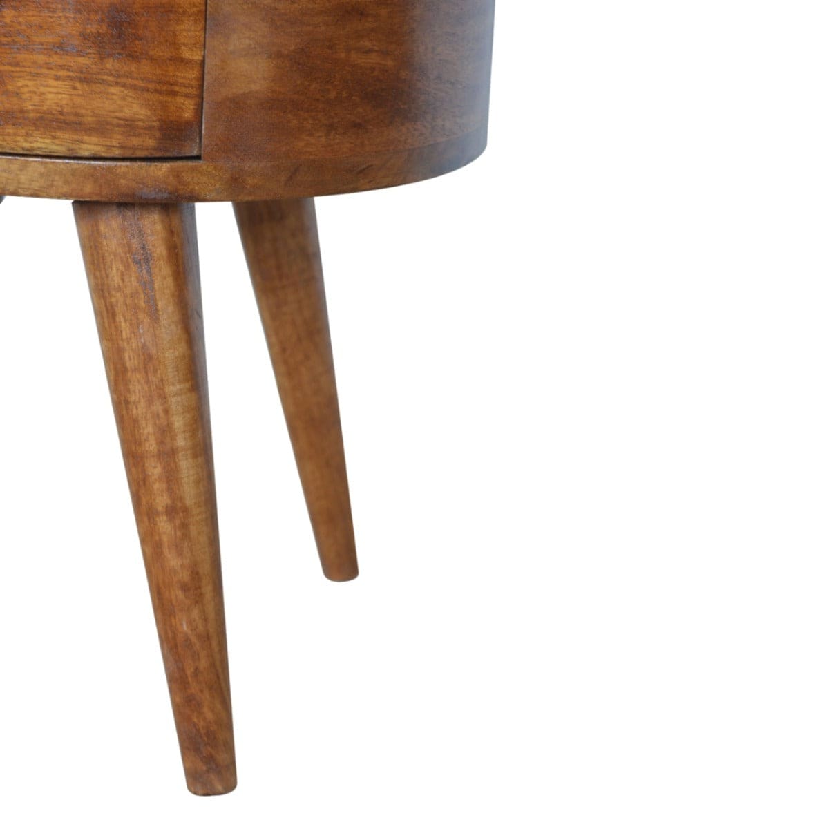 Rounded 2 Drawer Bedside Table in Chestnut-effect Solid Mango Wood - Price Crash Furniture