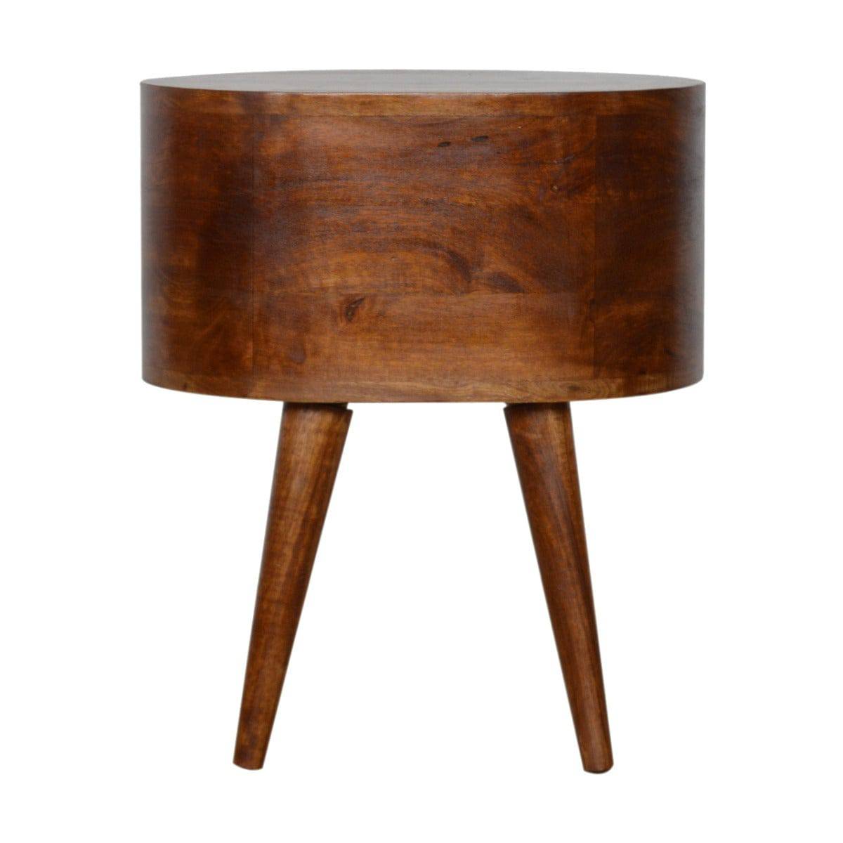 Rounded 2 Drawer Bedside Table in Chestnut-effect Solid Mango Wood - Price Crash Furniture